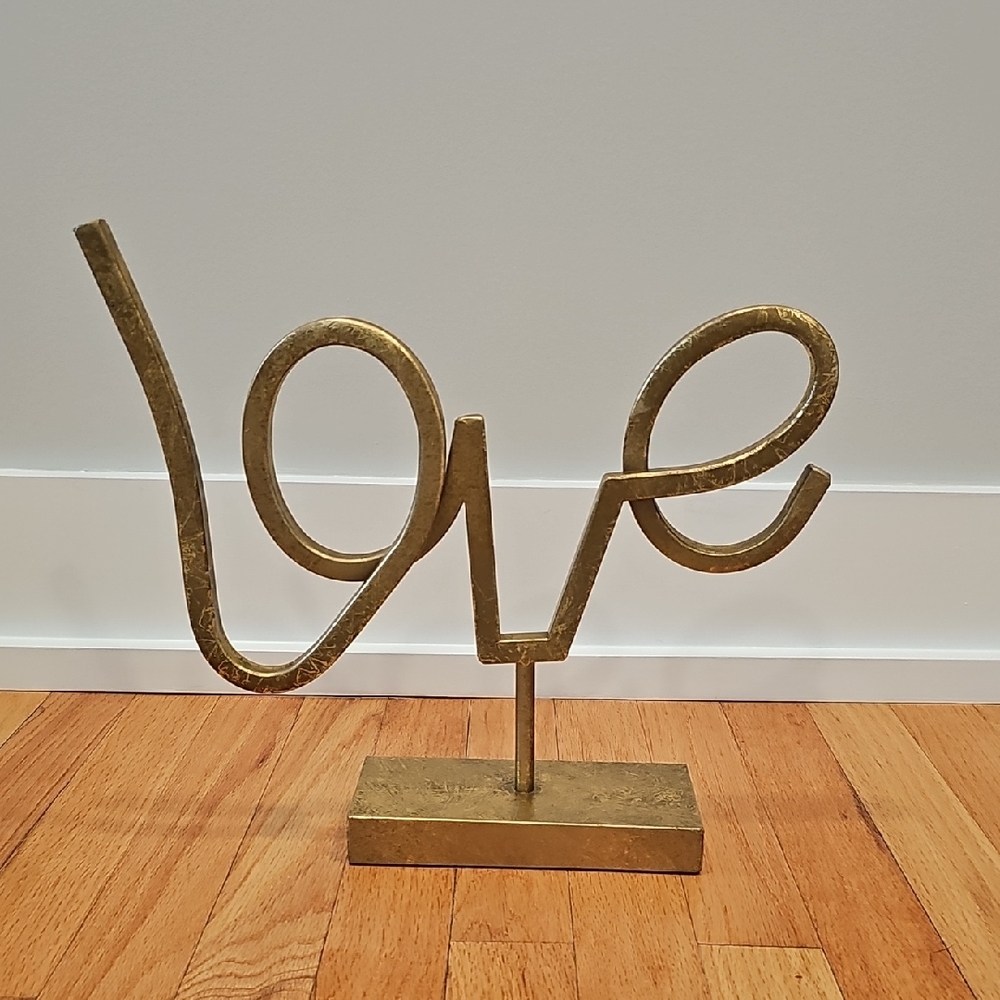 Pier 1 Gold Script Love Sculpture